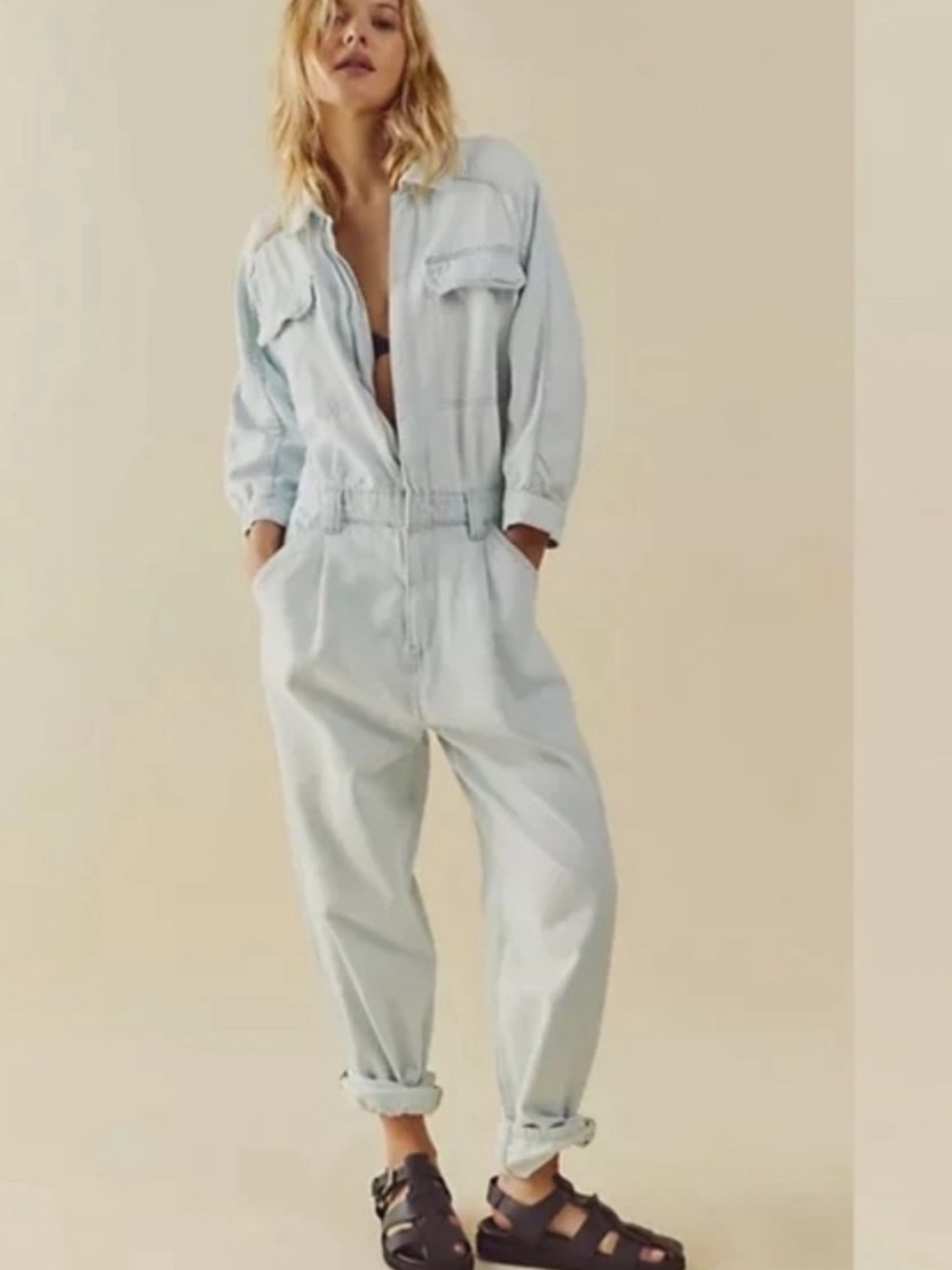 We The Free light wash denim jacket - pale blue